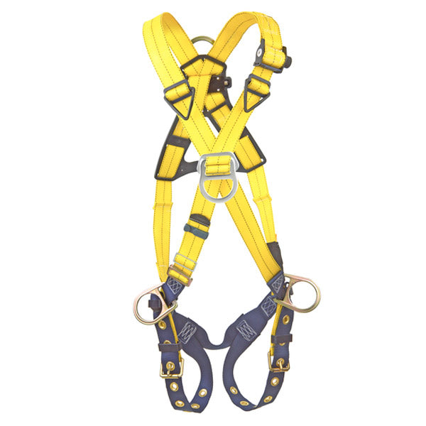 Construction Safety Harness 5 Point, Grommet Legs, Back D-Ring, Blue SM