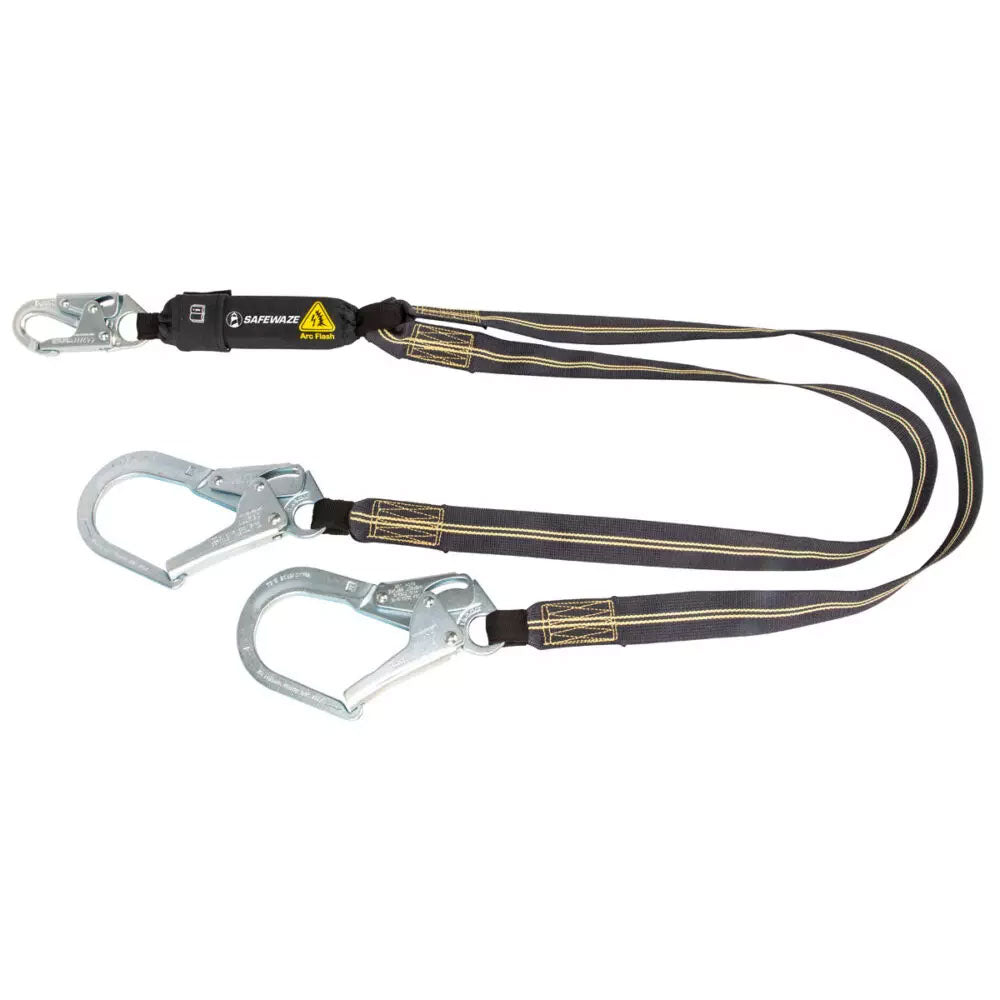 Safewaze Dual Leg Aramid Arc Flash Shock Absorbing Lanyard w/ Rebar Hooks - 6 ft.