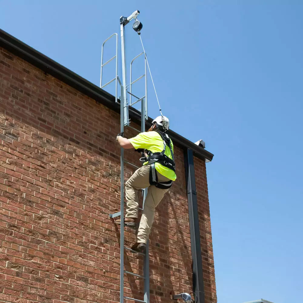 Safewaze Adjustable SRL Ladder Anchor System - In Use