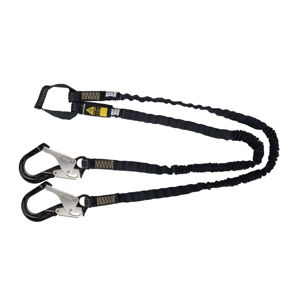 Safewaze Dual Leg Arc Flash Internal Shock Lanyard w/ Soft Loop & Aluminum Rebar Hooks - 6 ft.