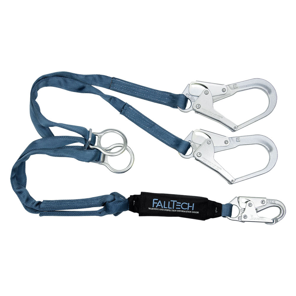 FallTech ViewPack Dual Leg Tie-Back Lanyard w/ Rebar Hooks - 6 ft.