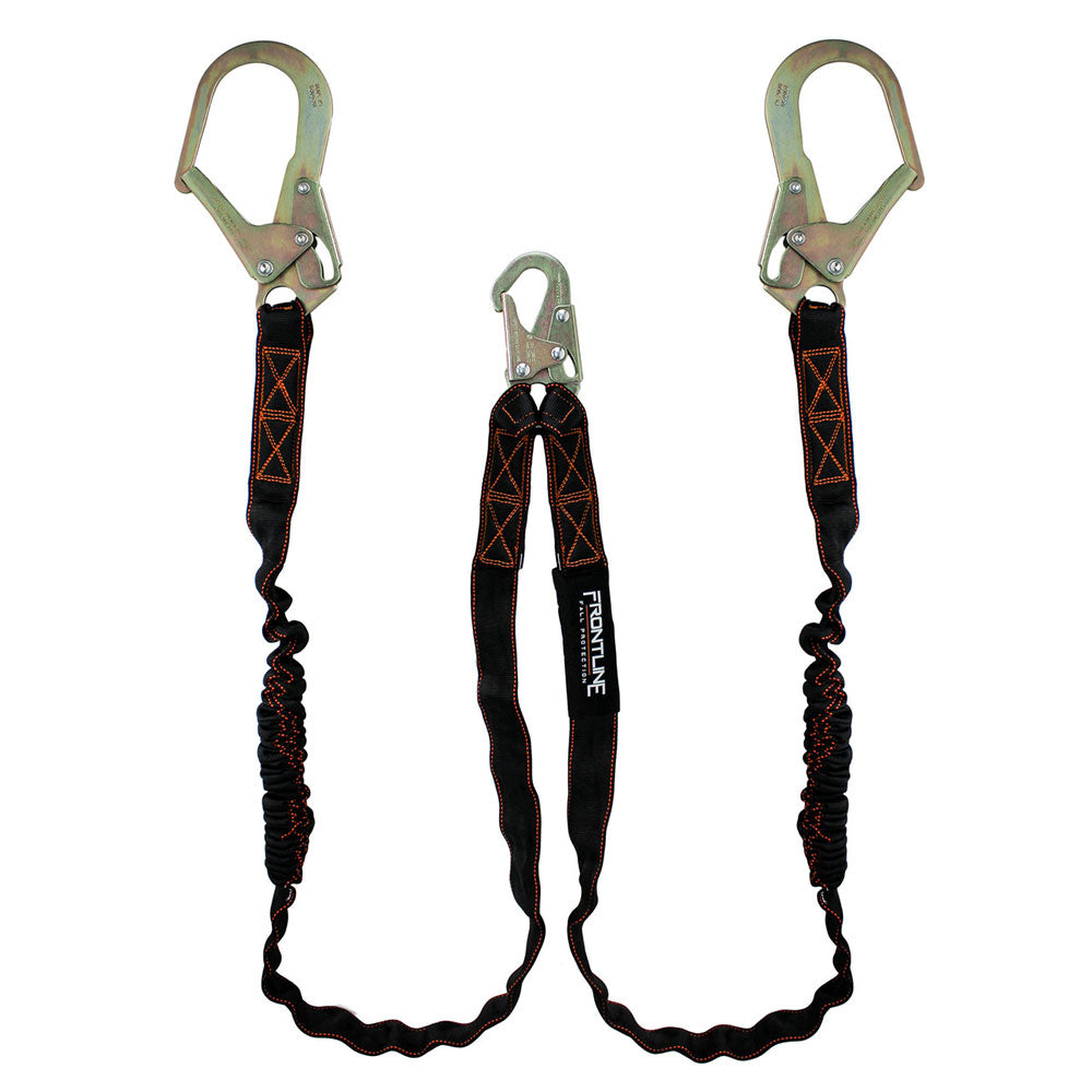 Frontline Combat Twin Leg Internal Shock Lanyard w/ Rebar Hook - 6 ft.