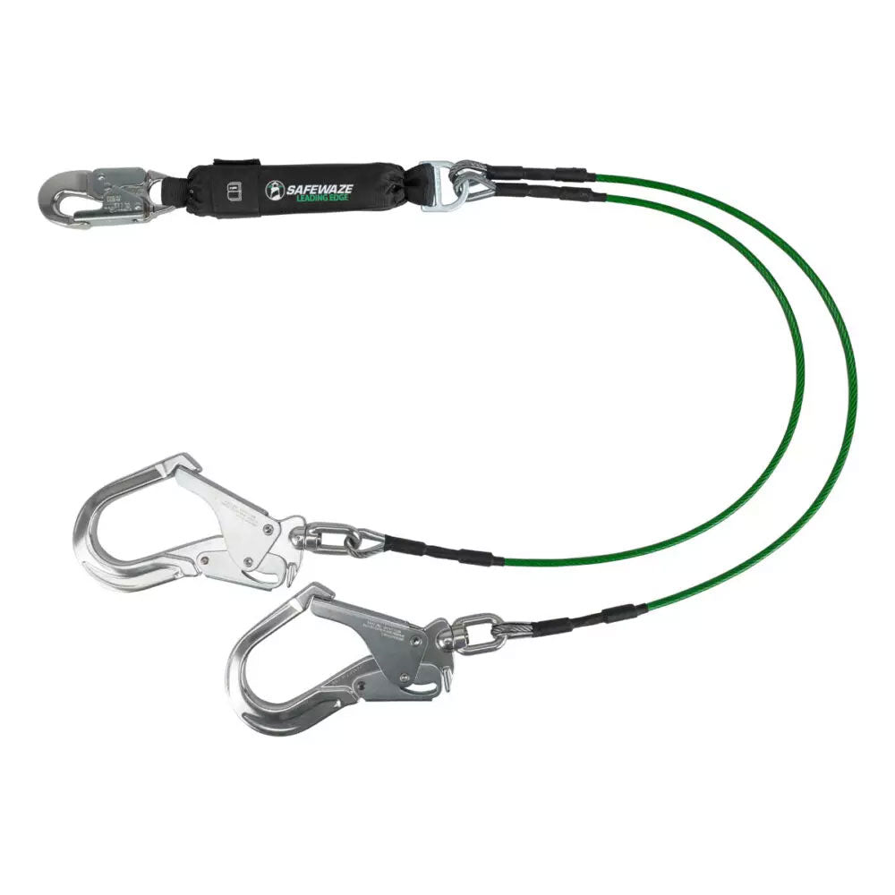 Safewaze Leading Edge Dual Leg Lanyard w/ Aluminum Rebar Hooks