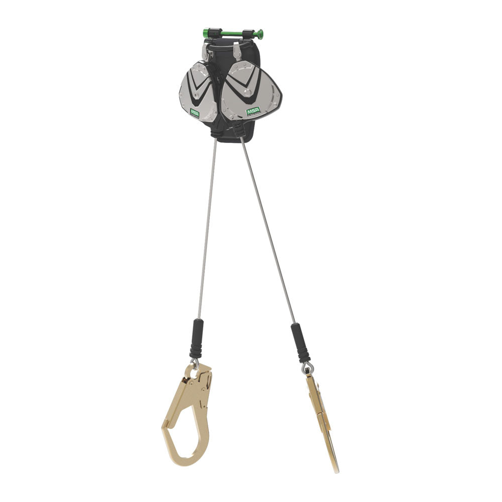 MSA V-EDGE Leading Edge Personal Twin Leg Fall Limiter w/ Steel Rebar Hooks - 8 ft