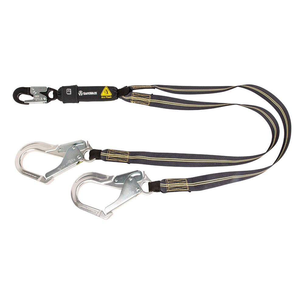 Safewaze Dual Leg Aramid Arc Flash Shock Absorbing Lanyard w/ Aluminum Rebar Hooks - 6 ft.