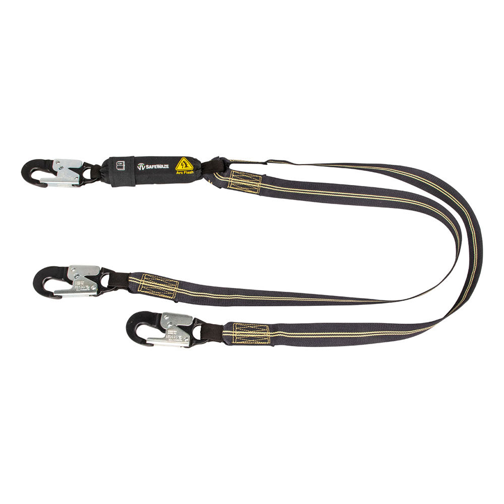 Safewaze Dual Leg Aramid Arc Flash Shock Absorbing Lanyard w/ Aluminum Snap Hooks - 6 ft.