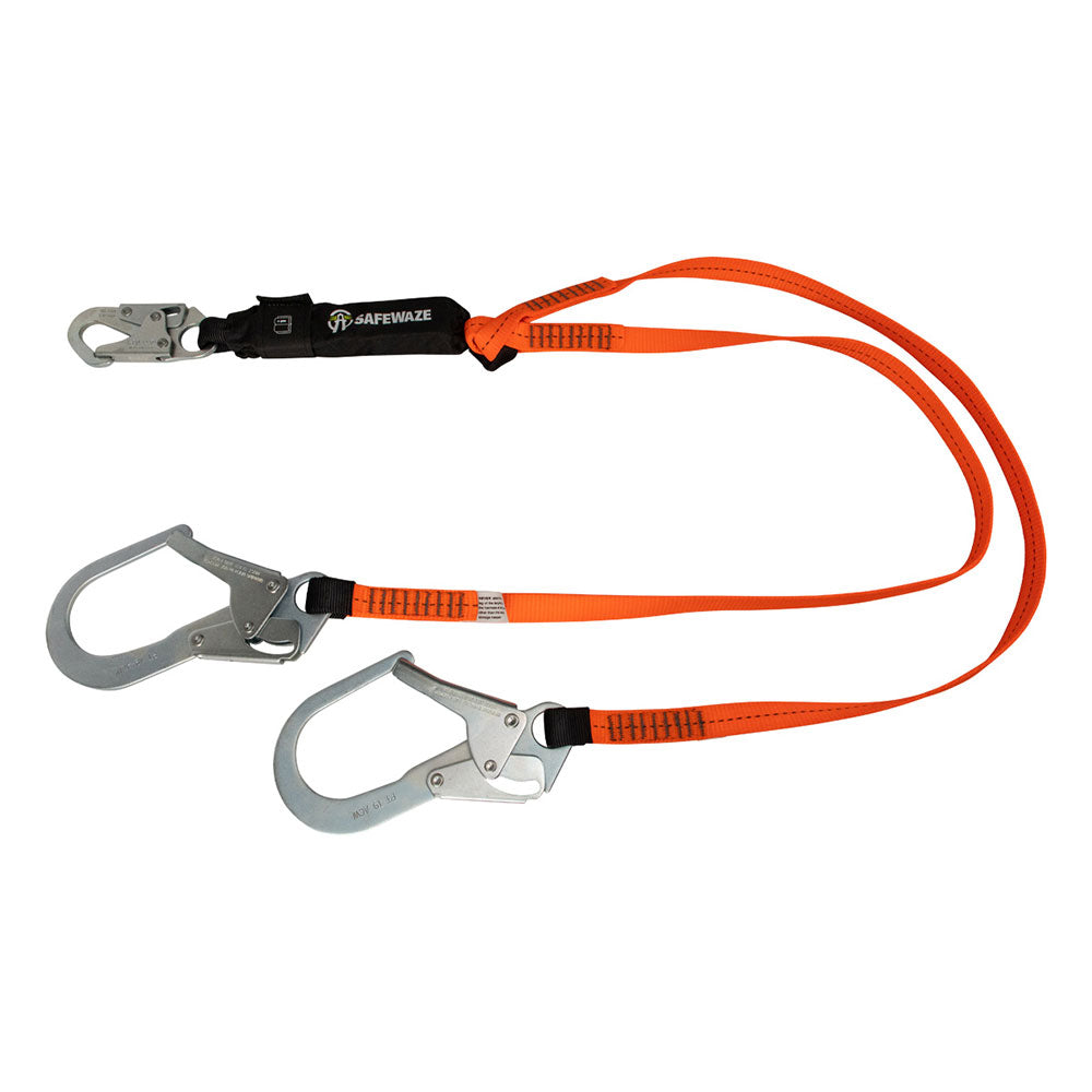 Safewaze V-Line Dual Leg Shock Absorbing Lanyard w/ Rebar Hooks - 6 ft.