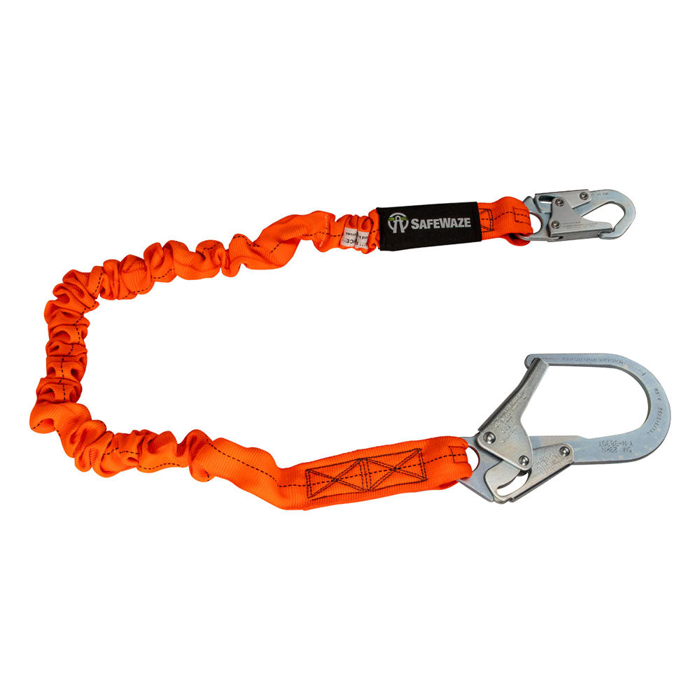 Safewaze V-Line Stretch Internal Shock Lanyard w/ Rebar Hook - 4-6 ft.