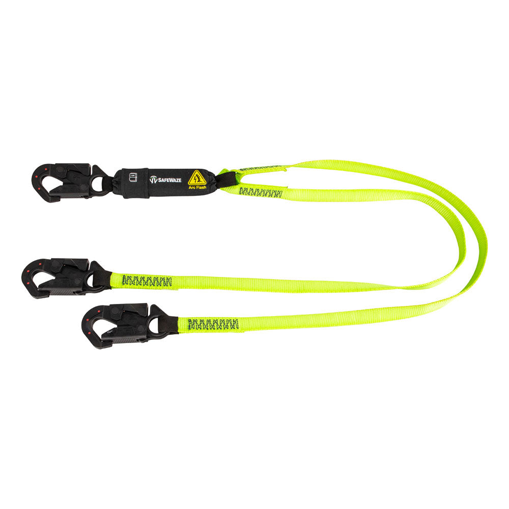 Safewaze Dual Leg Arc Flash Shock Absorbing Lanyard w/ Dielectric Snap Hooks - 6 ft.