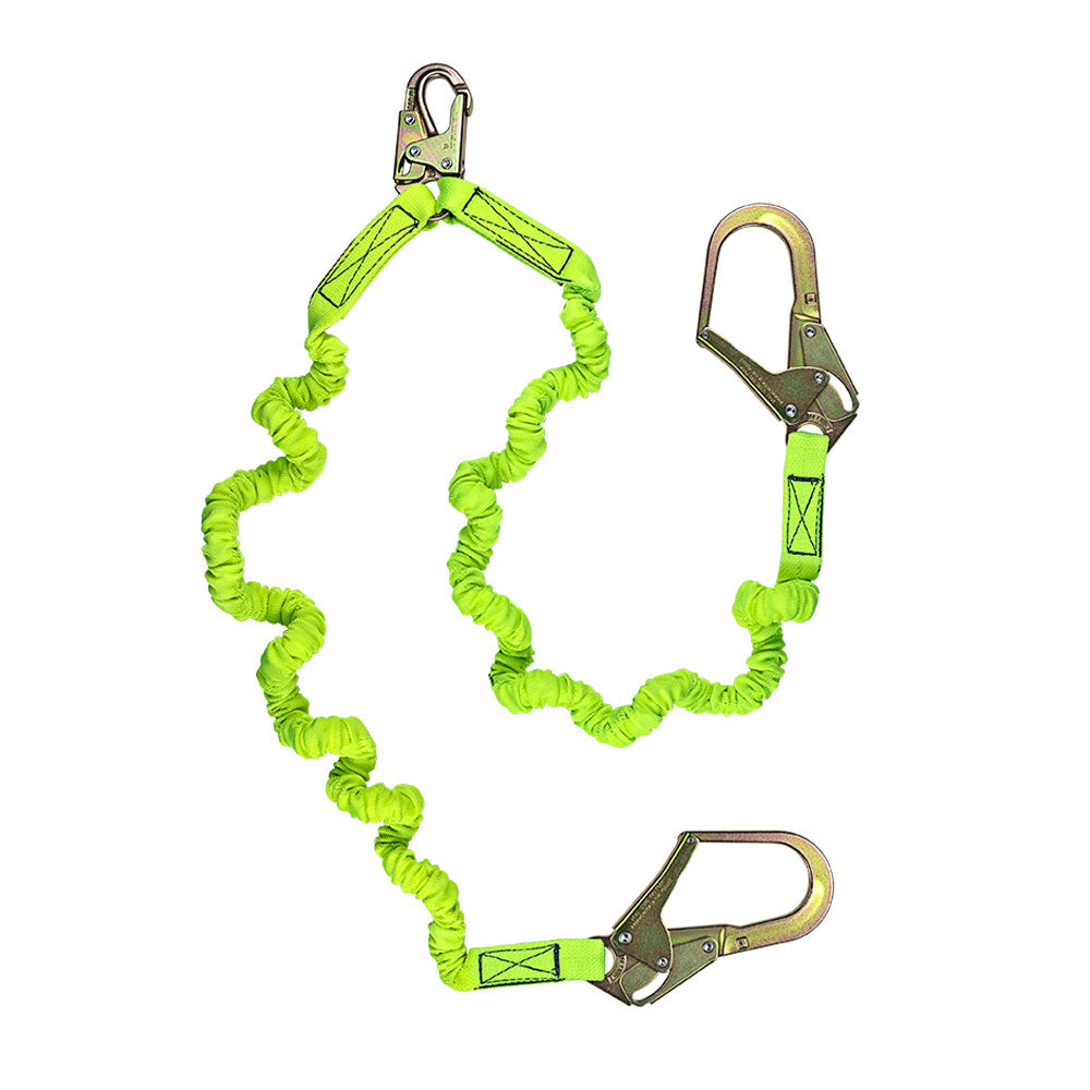 Safewaze Dual-Leg Low Profile Internal Stretch Shock Lanyard w/ Rebar Hook